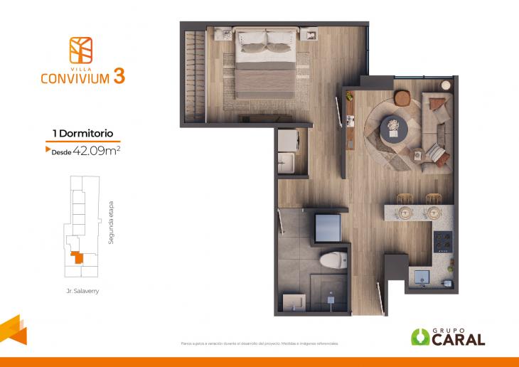Plano del modelo X04 del proyecto Villa Convivium 3 en Magdalena Del Mar