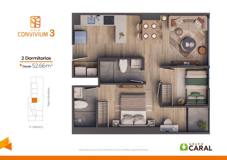 Plano del modelo X06 del proyecto Villa Convivium 3 en Magdalena Del Mar