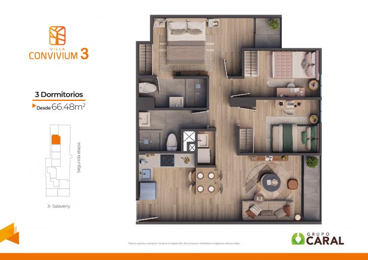 Plano del modelo X09 del proyecto Villa Convivium 3 en Magdalena Del Mar