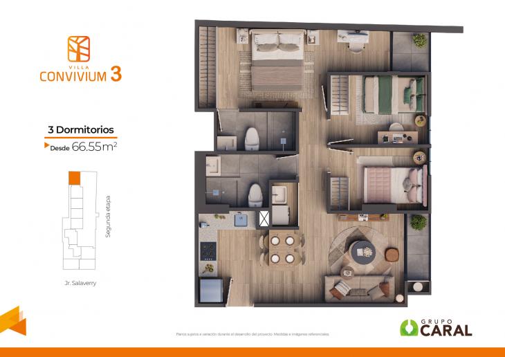 Plano del modelo X10 del proyecto Villa Convivium 3 en Magdalena Del Mar