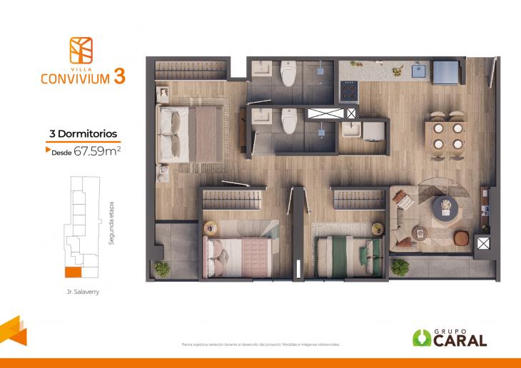 Plano del modelo X01 del proyecto Villa Convivium 3 en Magdalena Del Mar