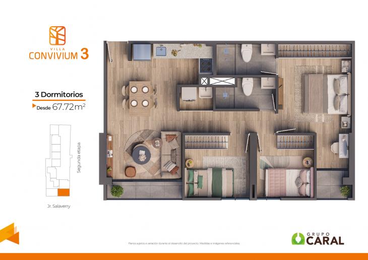 Plano del modelo X02 del proyecto Villa Convivium 3 en Magdalena Del Mar
