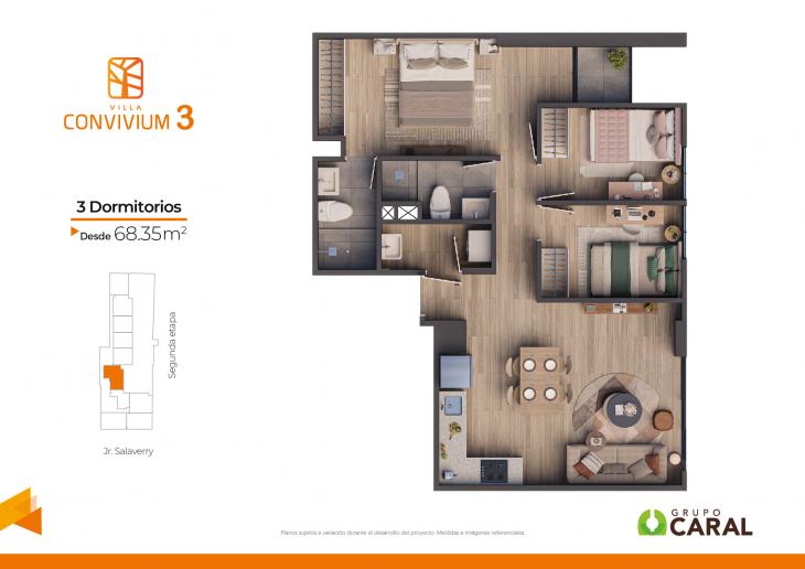 Plano del modelo X05 del proyecto Villa Convivium 3 en Magdalena Del Mar