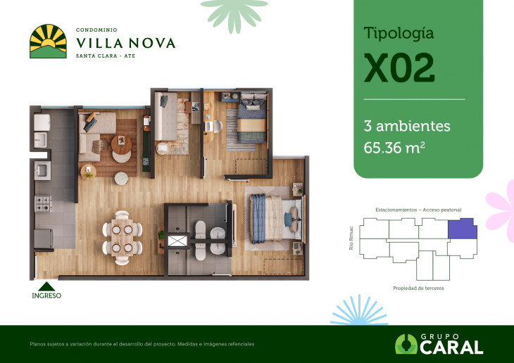 Plano del modelo X02 del proyecto Condominio Villa Nova - Santa Clara Ate en Ate