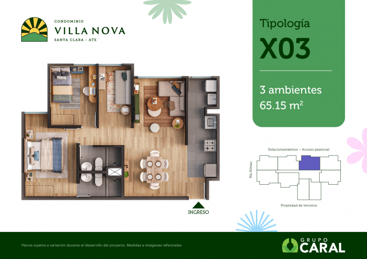 Plano del modelo X03 del proyecto Condominio Villa Nova - Santa Clara Ate en Ate