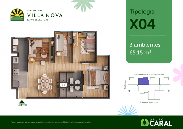 Plano del modelo X04 del proyecto Condominio Villa Nova - Santa Clara Ate en Ate