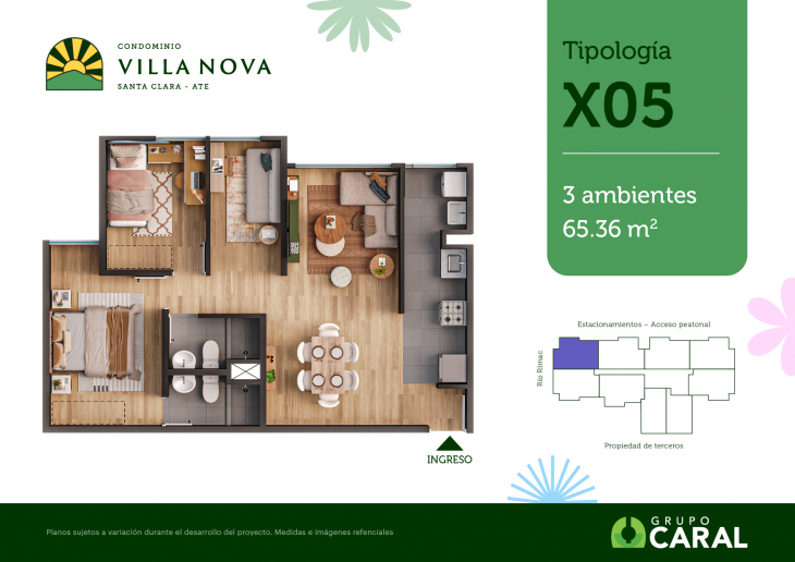 Plano del modelo X05 del proyecto Condominio Villa Nova - Santa Clara Ate en Ate