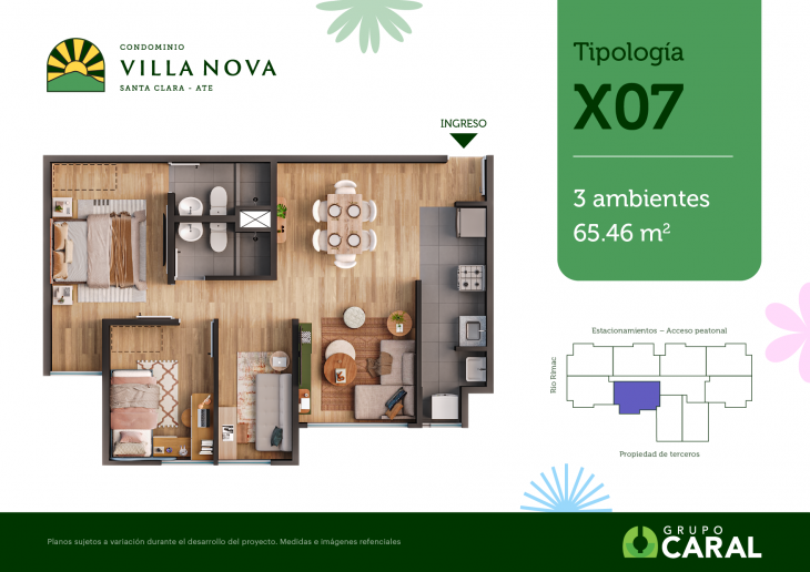 Plano del modelo X07 del proyecto Condominio Villa Nova - Santa Clara Ate en Ate