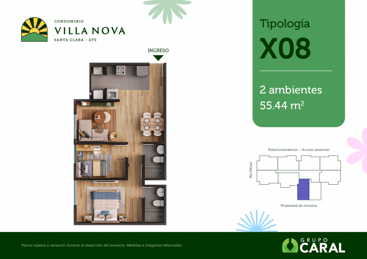 Plano del modelo X08 del proyecto Condominio Villa Nova - Santa Clara Ate en Ate