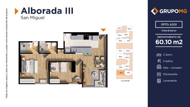 Plano del modelo A2b del proyecto ALBORADA III - SAN MIGUEL en San Miguel