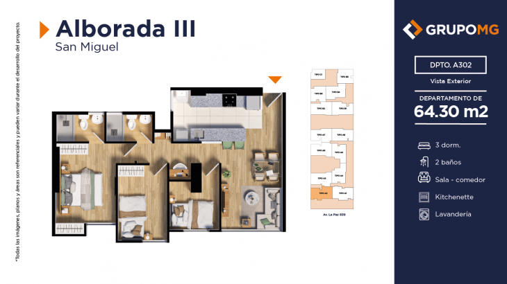 Plano del modelo A2 del proyecto ALBORADA III - SAN MIGUEL en San Miguel