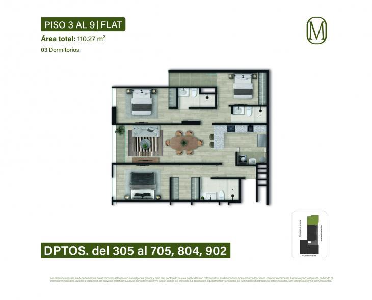 Plano del modelo Tipo 2C del proyecto Monogram en Miraflores