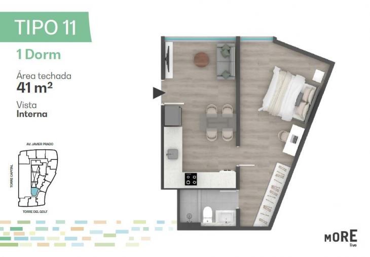 Plano del modelo Tipo 11 del proyecto MORE en Santiago De Surco