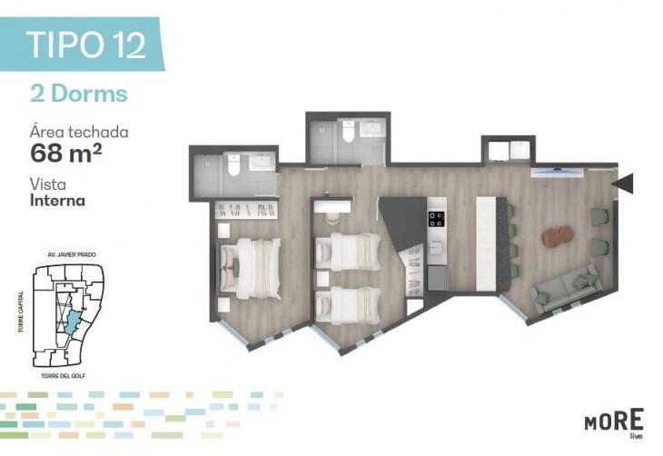 Plano del modelo Tipo 12 del proyecto MORE en Santiago De Surco