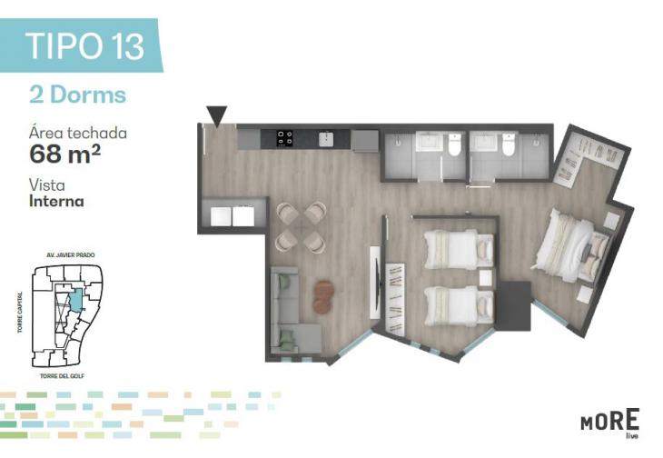 Plano del modelo Tipo 13 del proyecto MORE en Santiago De Surco