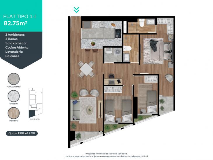 Plano del modelo 1-I del proyecto Invent Juan de Aliaga en Magdalena Del Mar
