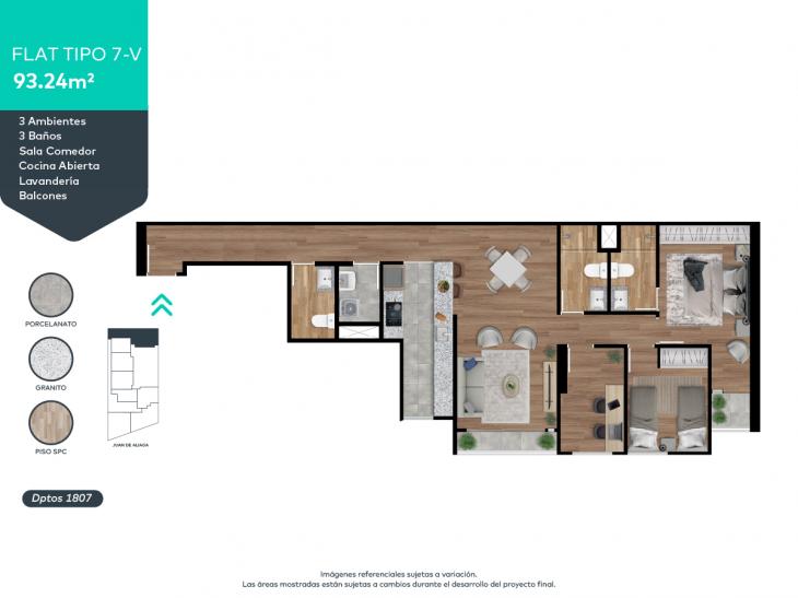 Plano del modelo 7-V del proyecto Invent Juan de Aliaga en Magdalena Del Mar