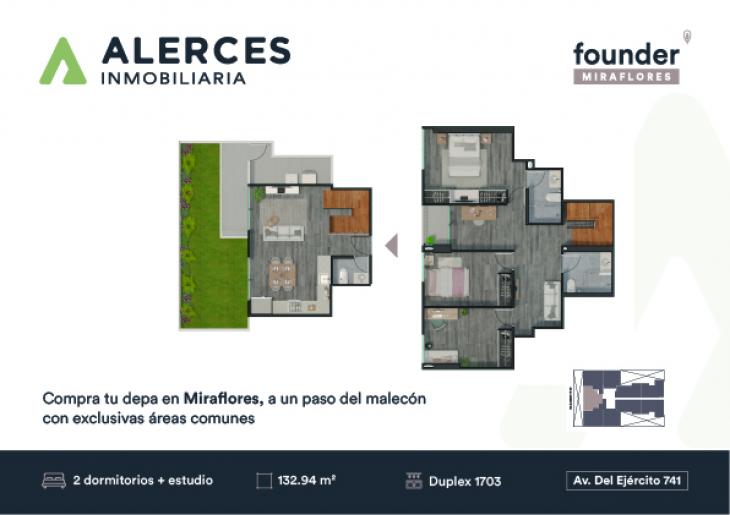 Plano del modelo 1703 del proyecto Founder en Miraflores