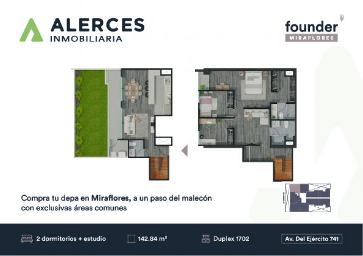 Plano del modelo 1702 del proyecto Founder en Miraflores