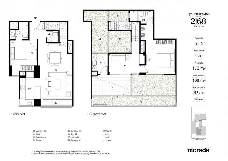 Plano del modelo X-10 del proyecto Javier Prado Oeste 2168 en San Isidro