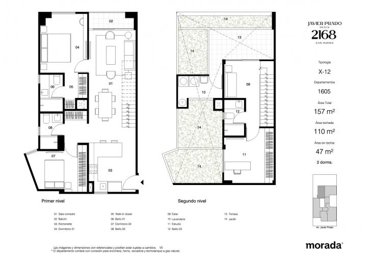 Plano del modelo X-12 del proyecto Javier Prado Oeste 2168 en San Isidro