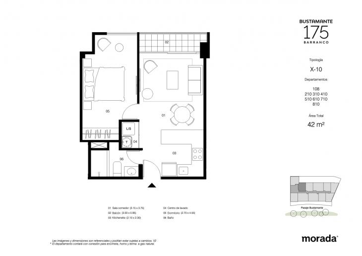 Plano del modelo X-10 del proyecto Bustamante 175 en Barranco