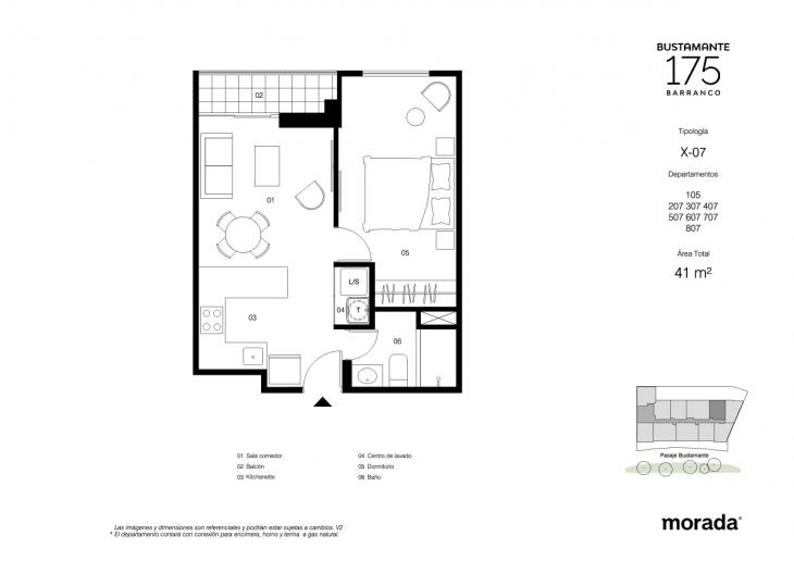 Plano del modelo X-07 del proyecto Bustamante 175 en Barranco