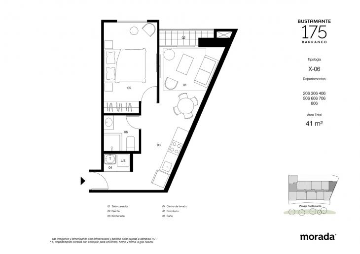 Plano del modelo X-06 del proyecto Bustamante 175 en Barranco