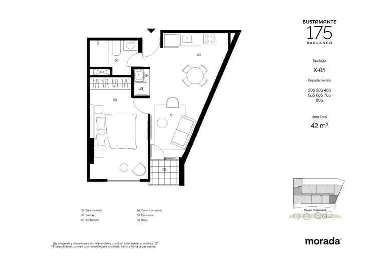 Plano del modelo X-05 del proyecto Bustamante 175 en Barranco