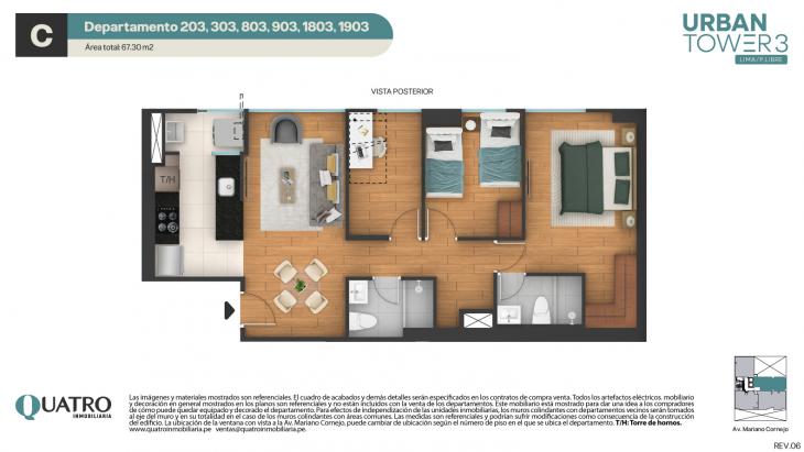 Plano del modelo C del proyecto Quatro | Urban Tower 3 en Cercado de lima