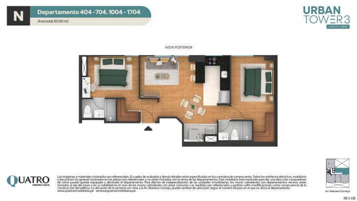 Plano del modelo N del proyecto Quatro | Urban Tower 3 en Cercado de lima