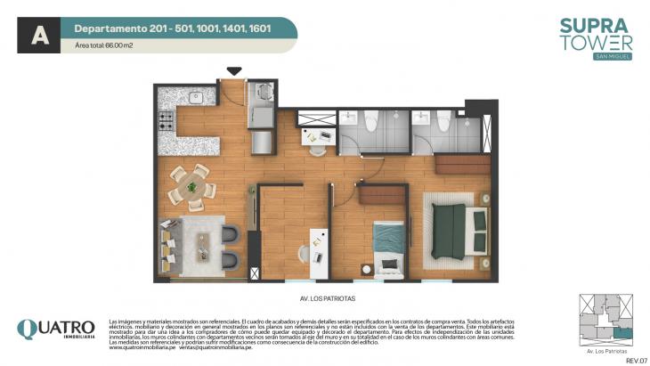 Plano del modelo A del proyecto Quatro | Supra Tower en San Miguel