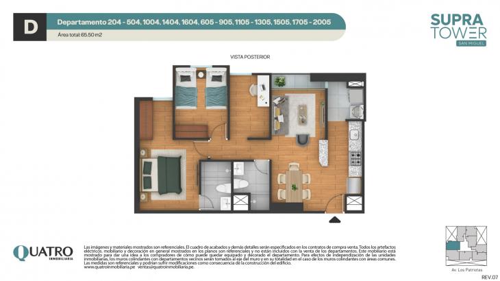 Plano del modelo D del proyecto Quatro | Supra Tower en San Miguel