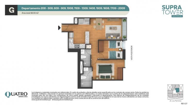 Plano del modelo G del proyecto Quatro | Supra Tower en San Miguel