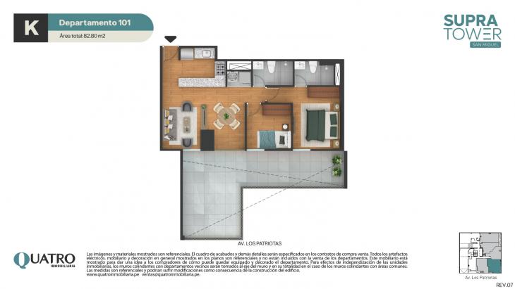 Plano del modelo K del proyecto Quatro | Supra Tower en San Miguel