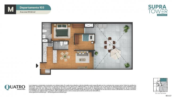 Plano del modelo M del proyecto Quatro | Supra Tower en San Miguel