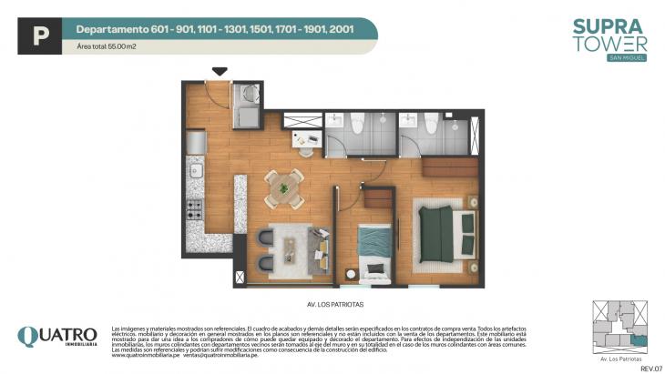 Plano del modelo P del proyecto Quatro | Supra Tower en San Miguel