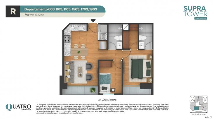 Plano del modelo R del proyecto Quatro | Supra Tower en San Miguel