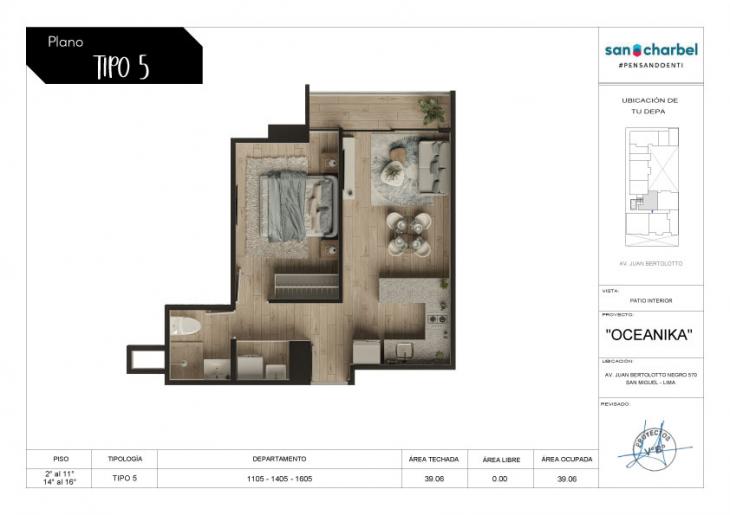 Plano del modelo TIPO 5 del proyecto OCEANIKA en San Miguel