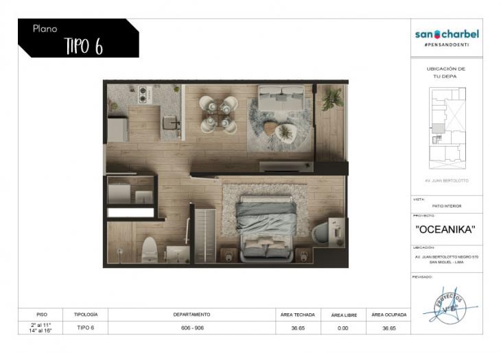 Plano del modelo TIPO 6 del proyecto OCEANIKA en San Miguel