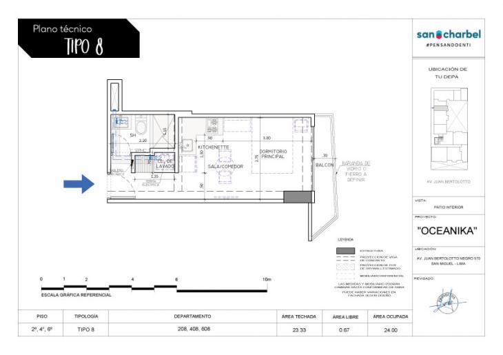 Plano del modelo TIPO 8 del proyecto OCEANIKA en San Miguel
