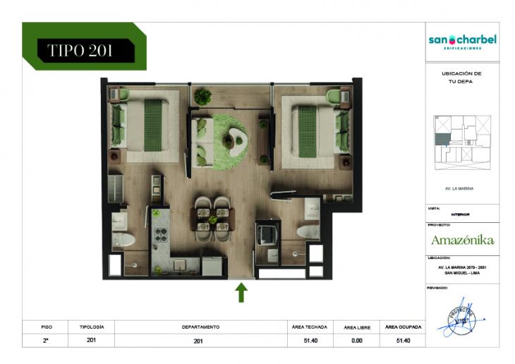 Plano del modelo TIPO 201 del proyecto Amazónika en San Miguel