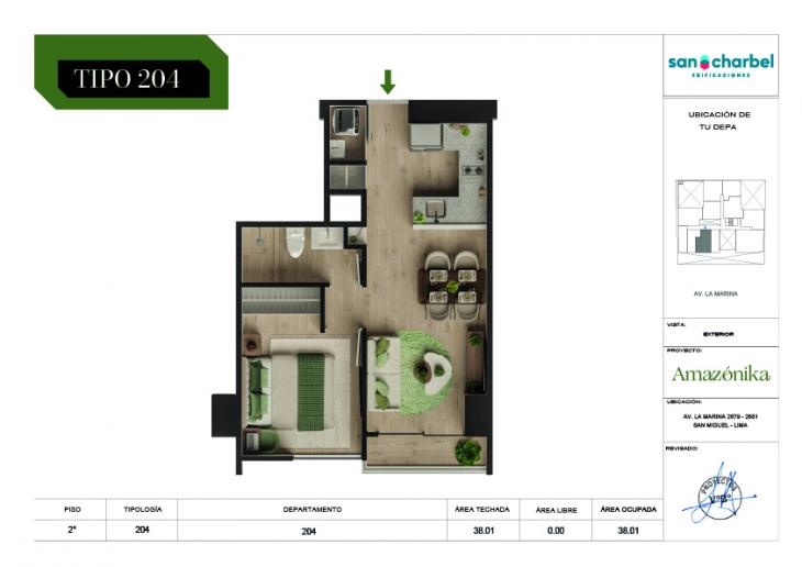 Plano del modelo TIPO 204 del proyecto Amazónika en San Miguel