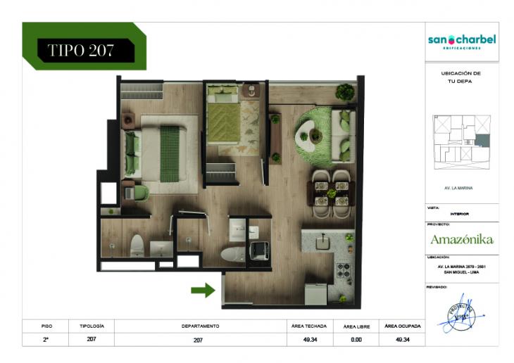 Plano del modelo TIPO 207 del proyecto Amazónika en San Miguel