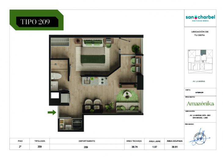 Plano del modelo TIPO 209 del proyecto Amazónika en San Miguel