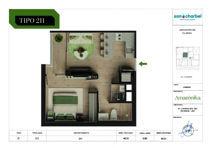 Plano del modelo TIPO 211 del proyecto Amazónika en San Miguel