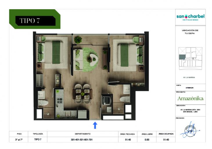 Plano del modelo TIPO 7 del proyecto Amazónika en San Miguel