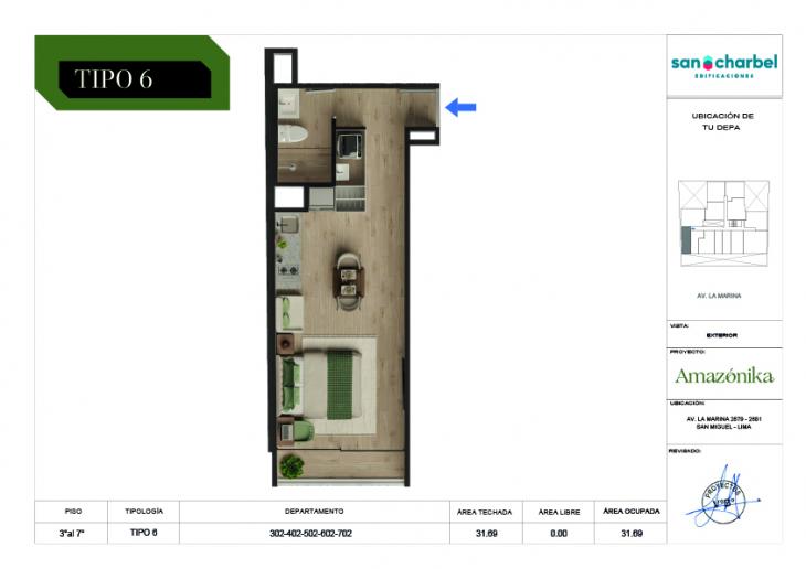 Plano del modelo TIPO 6 del proyecto Amazónika en San Miguel