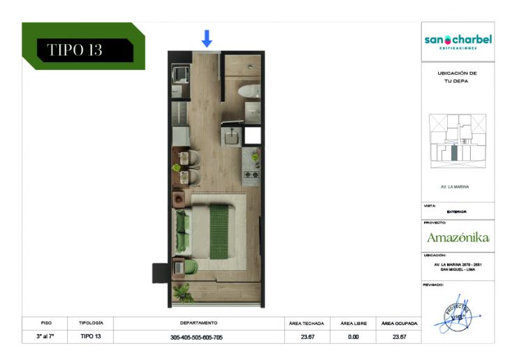 Plano del modelo TIPO 13 del proyecto Amazónika en San Miguel