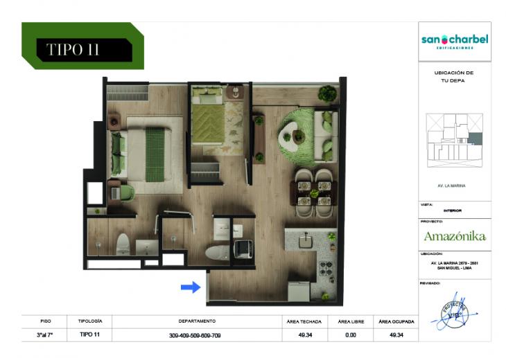 Plano del modelo TIPO 11 del proyecto Amazónika en San Miguel